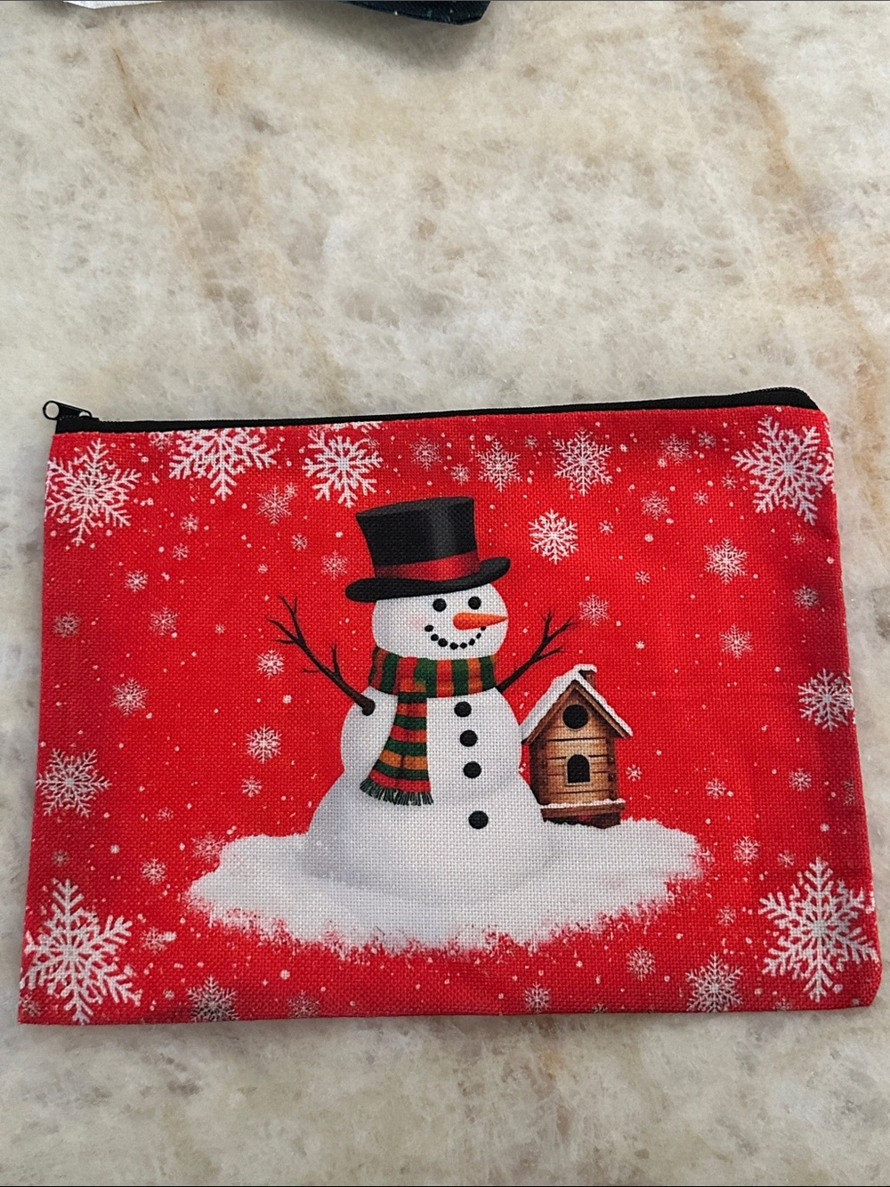 Festive Red Snowman Zipper Pouch